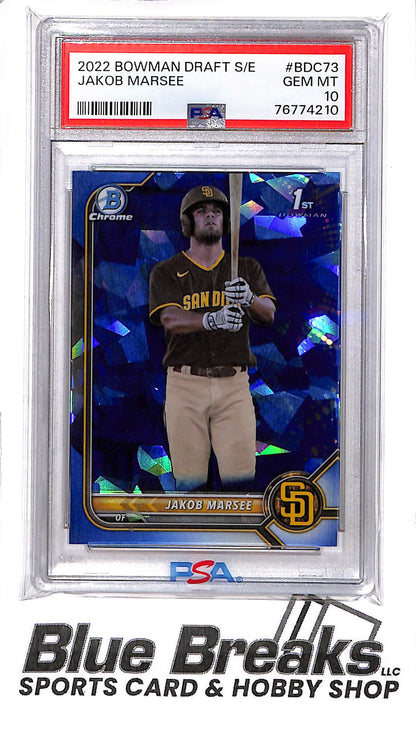 2022 Bowman Draft - Sapphire Edition - 1st Bowman - Jakob Marsee - #BDC-73 - PSA 10 - baseball - Padres