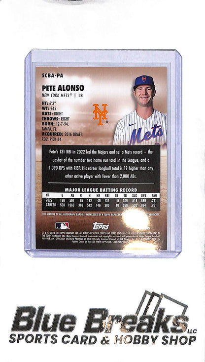 2023 Topps Stadium Club - Pete Alonso Auto SCBA-PA - Baseball - Mets