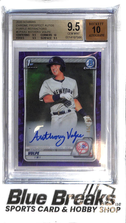 2020 Bowman - Anthony Volpe 1st Auto - Purple 015/250 - BGS 9.5 - Baseball - Yankees