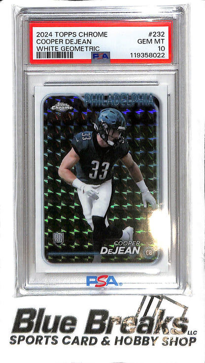2024 Topps Chrome - Cooper DeJean #232 - White Geometric 03/15 - PSA 10 - RC - Football - Eagles