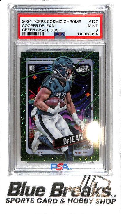 2024 Topps Chrome Cosmic - Cooper DeJean #177 - Green Space Dust 33/75 - RC - PSA 9 - Football - Eagles