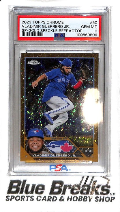 2023 Topps Chrome - Vladimir Guerrero Jr. #50 - SP Gold Speckle 03/50 - PSA 10 - Baseball - Blue Jays