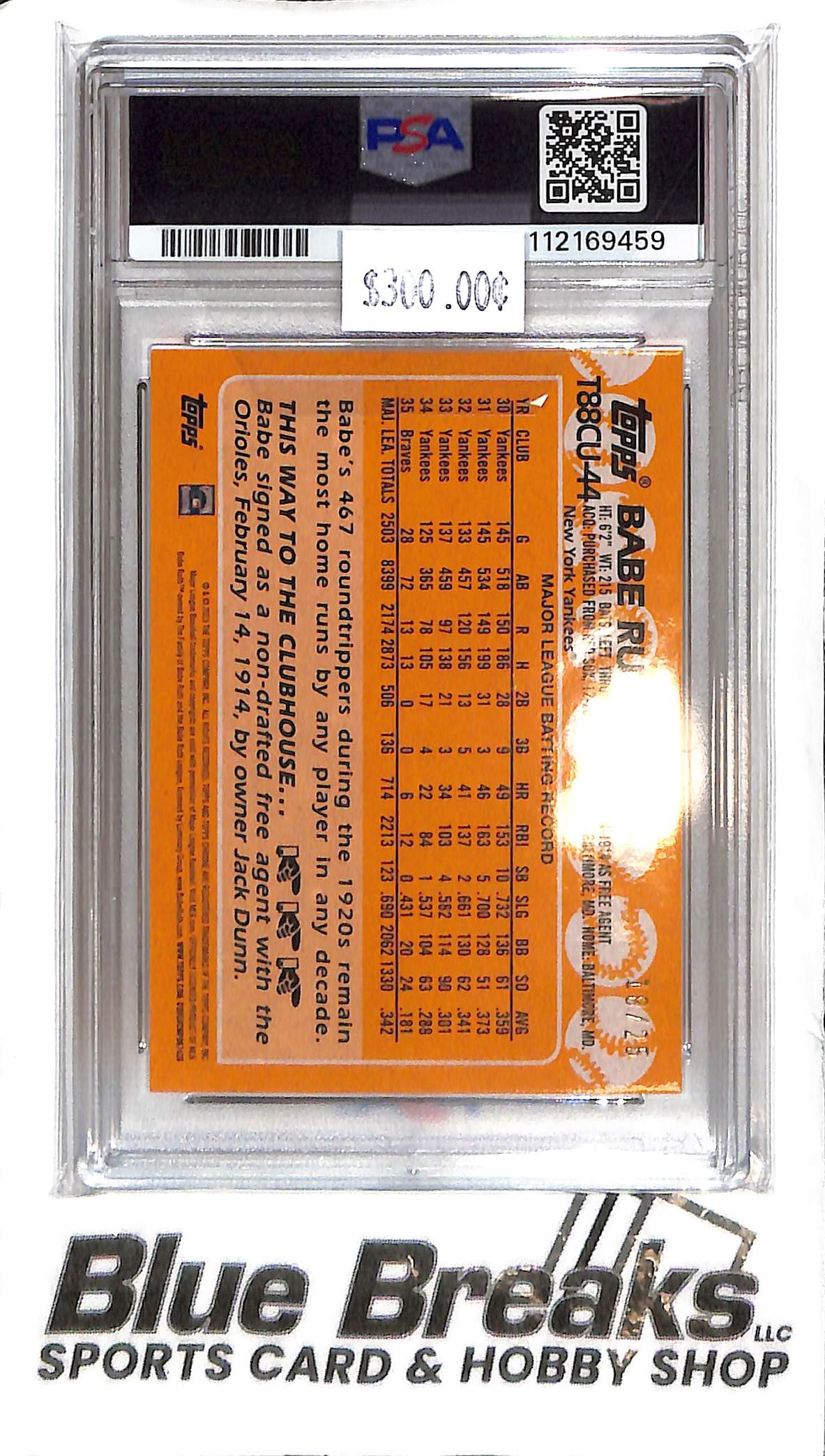 2023 Topps Silver Pack - Babe Ruth T88CU-44 - Orange 18/25 - PSA 10 - Baseball - Yankees