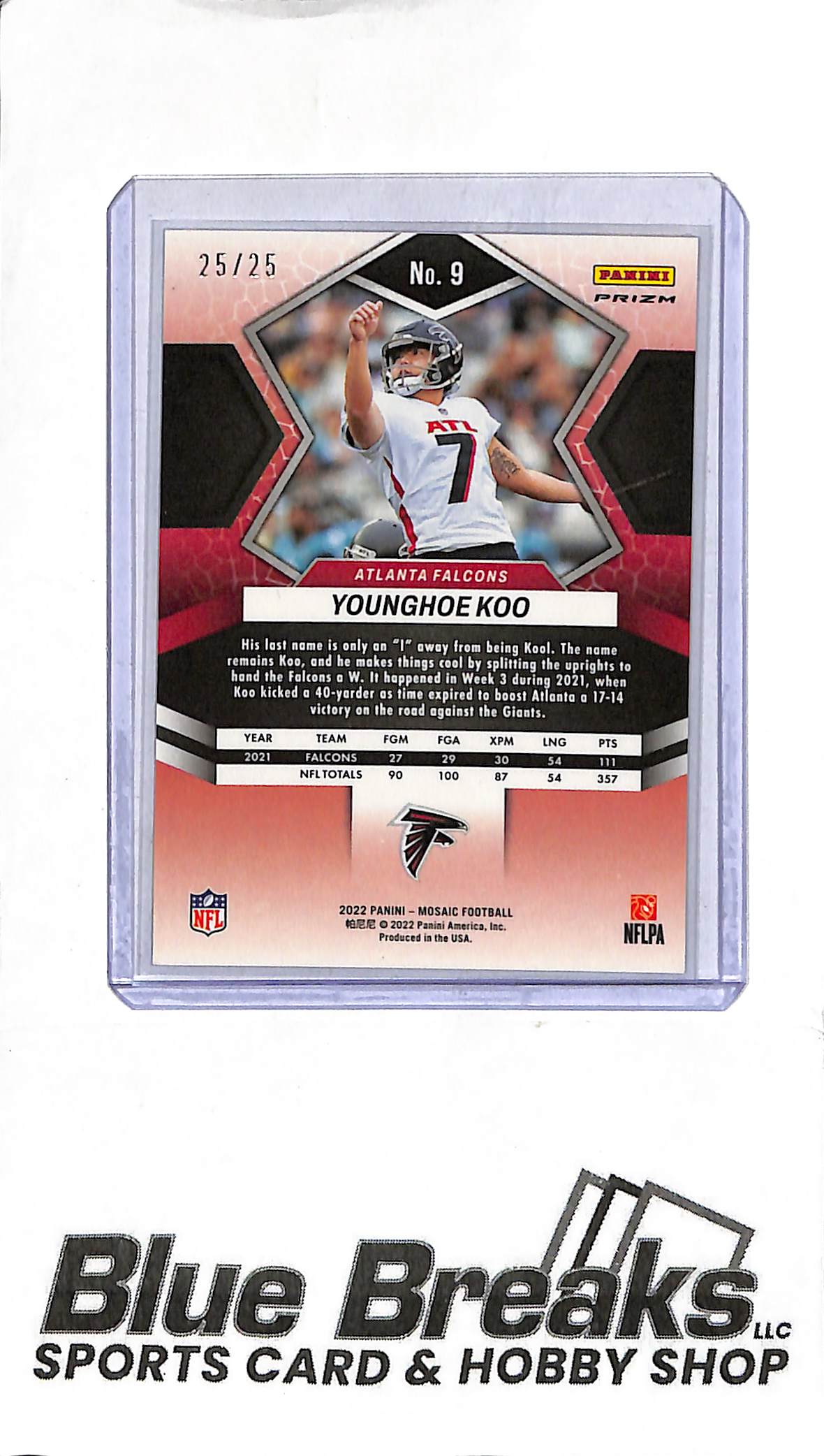 2022 Mosaic - Younghoe Koo #9 - Orange 25/25 - Football - Falcons