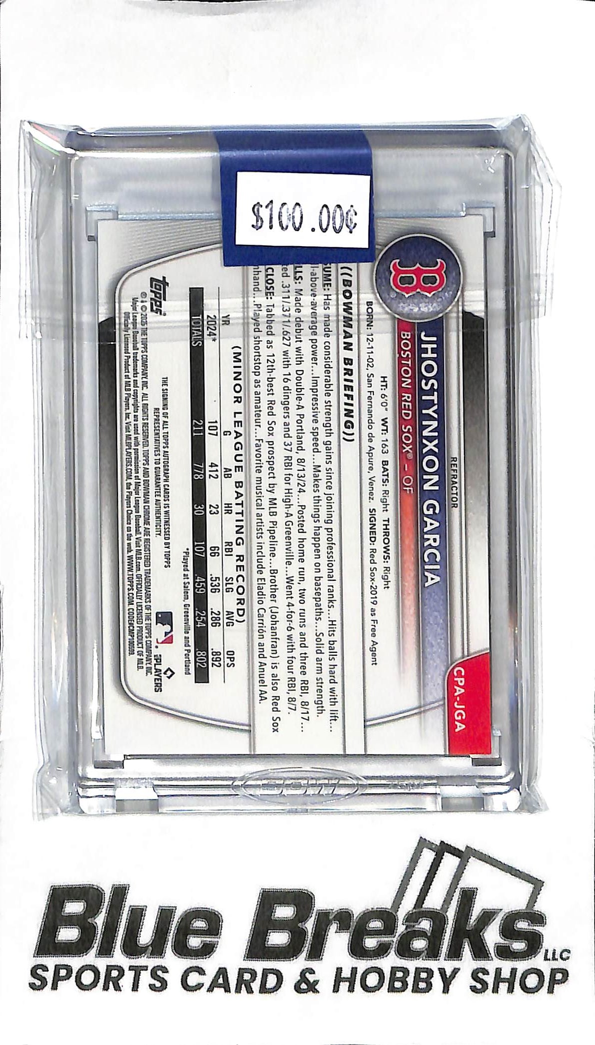 2025 Bowman - Jhostynxon Garcia 1st Auto CPA-JGA - Refractor 056/499 - Baseball - Red Sox