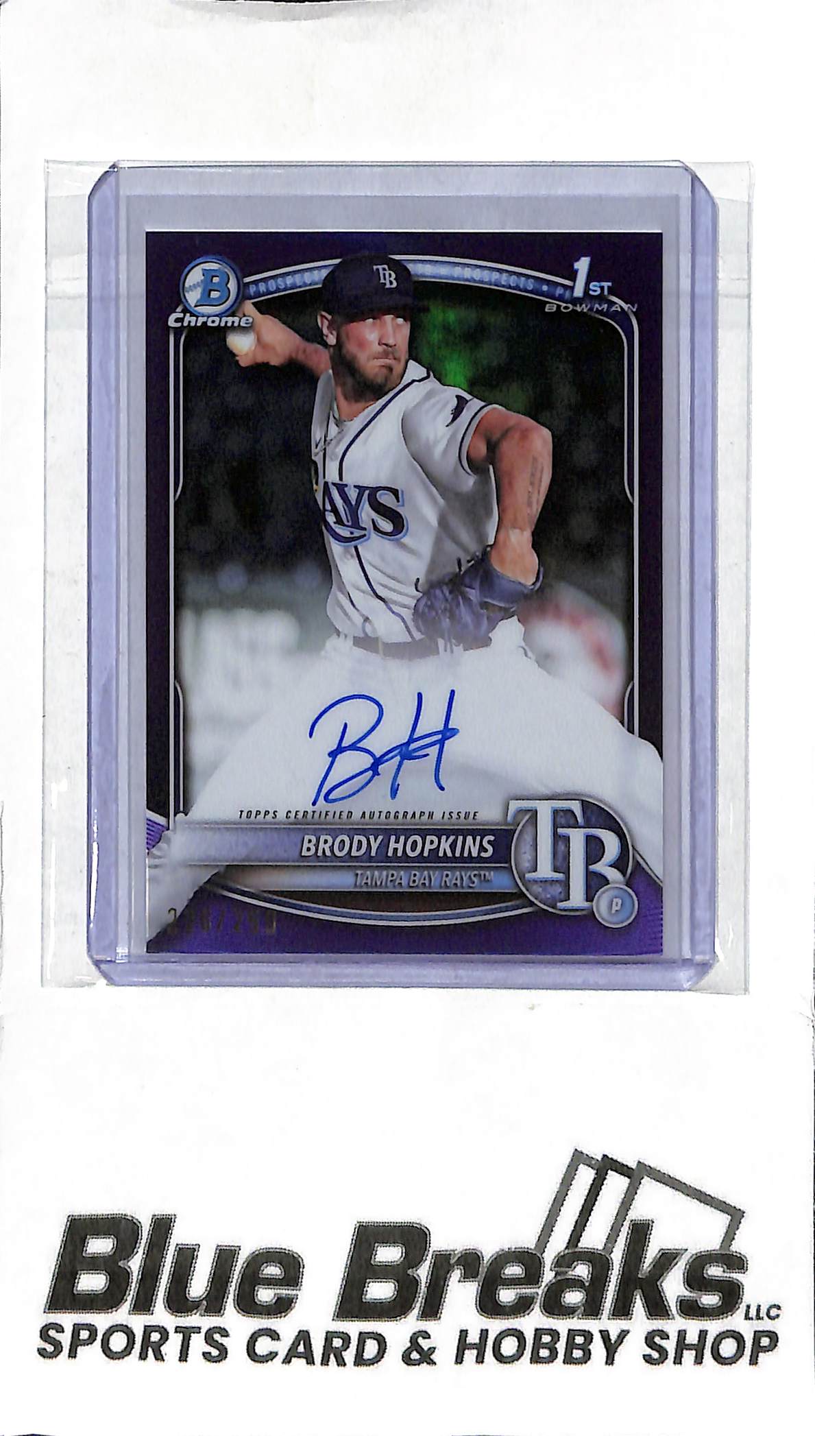 2025 Bowman - Brody Hopkins 1st Bowman Auto - CPA-BH Purple 226/250 - Baseball - Rays