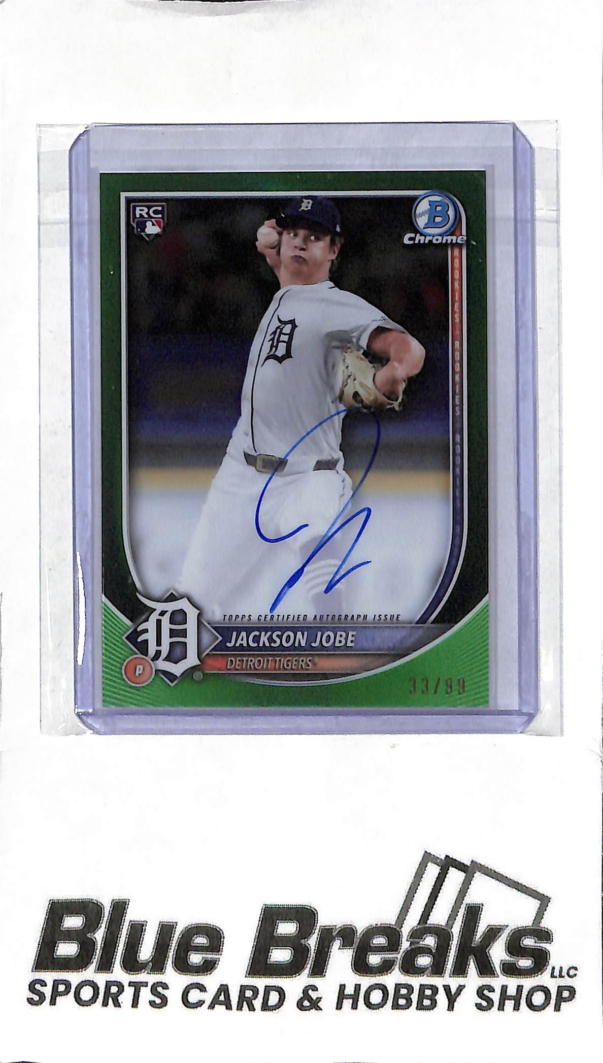 2025 Bowman - Jackson Jobe RC Auto - CRA-JO Green 33/99 - Baseball - Tigers
