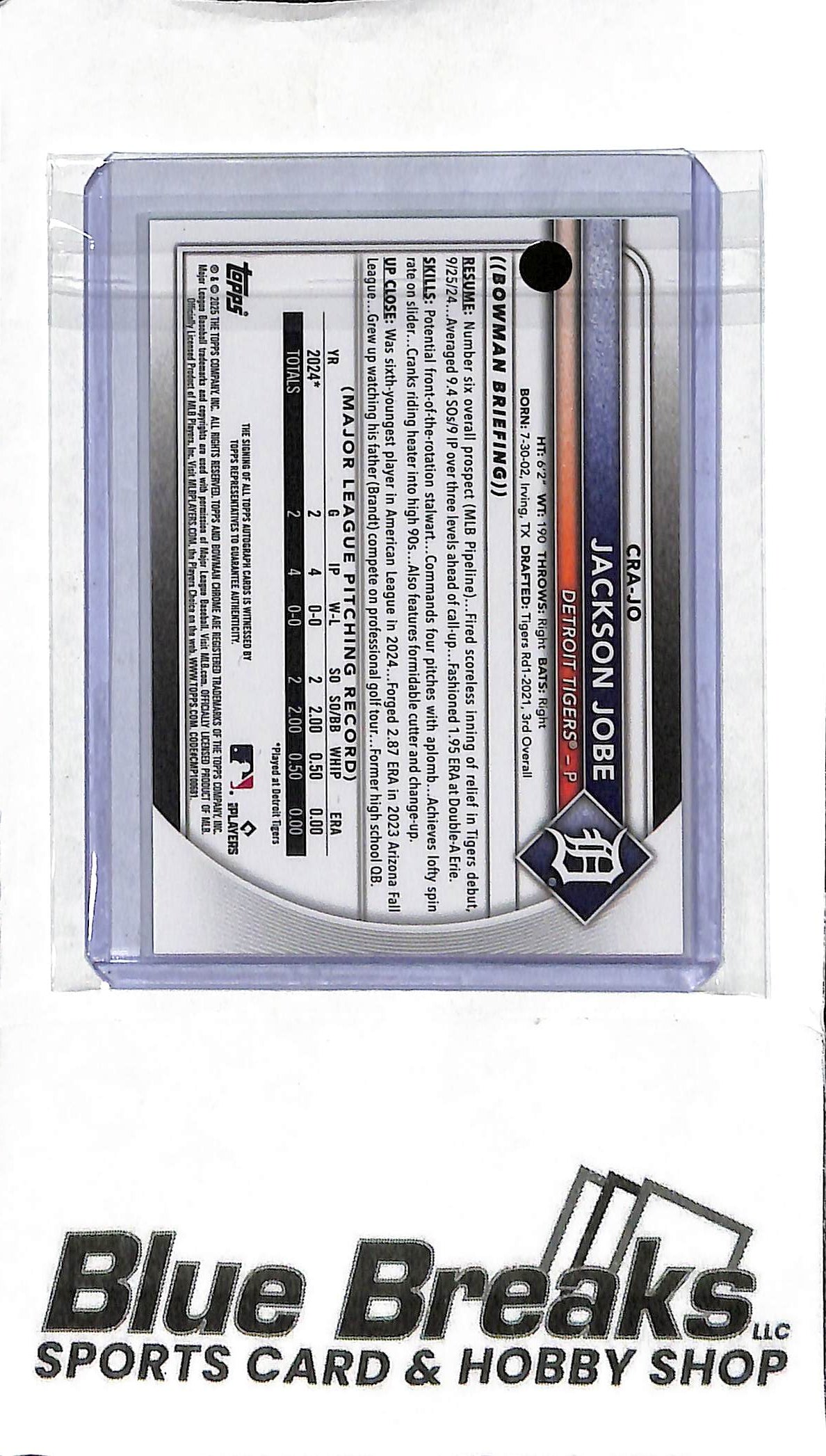 2025 Bowman - Jackson Jobe RC Auto - CRA-JO Green 33/99 - Baseball - Tigers