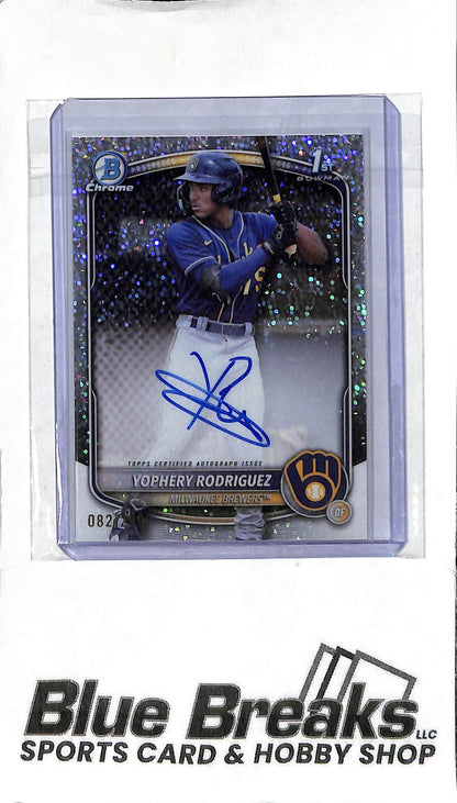 2025 Bowman - Yophery Rodriguez 1st Auto - CPA-YR Speckle 082/299 - Baseball - Brewers