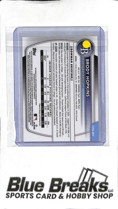 2025 Bowman - Brody Hopkins 1st Auto - CPA-BH Yellow 68/75 - Baseball - Rays