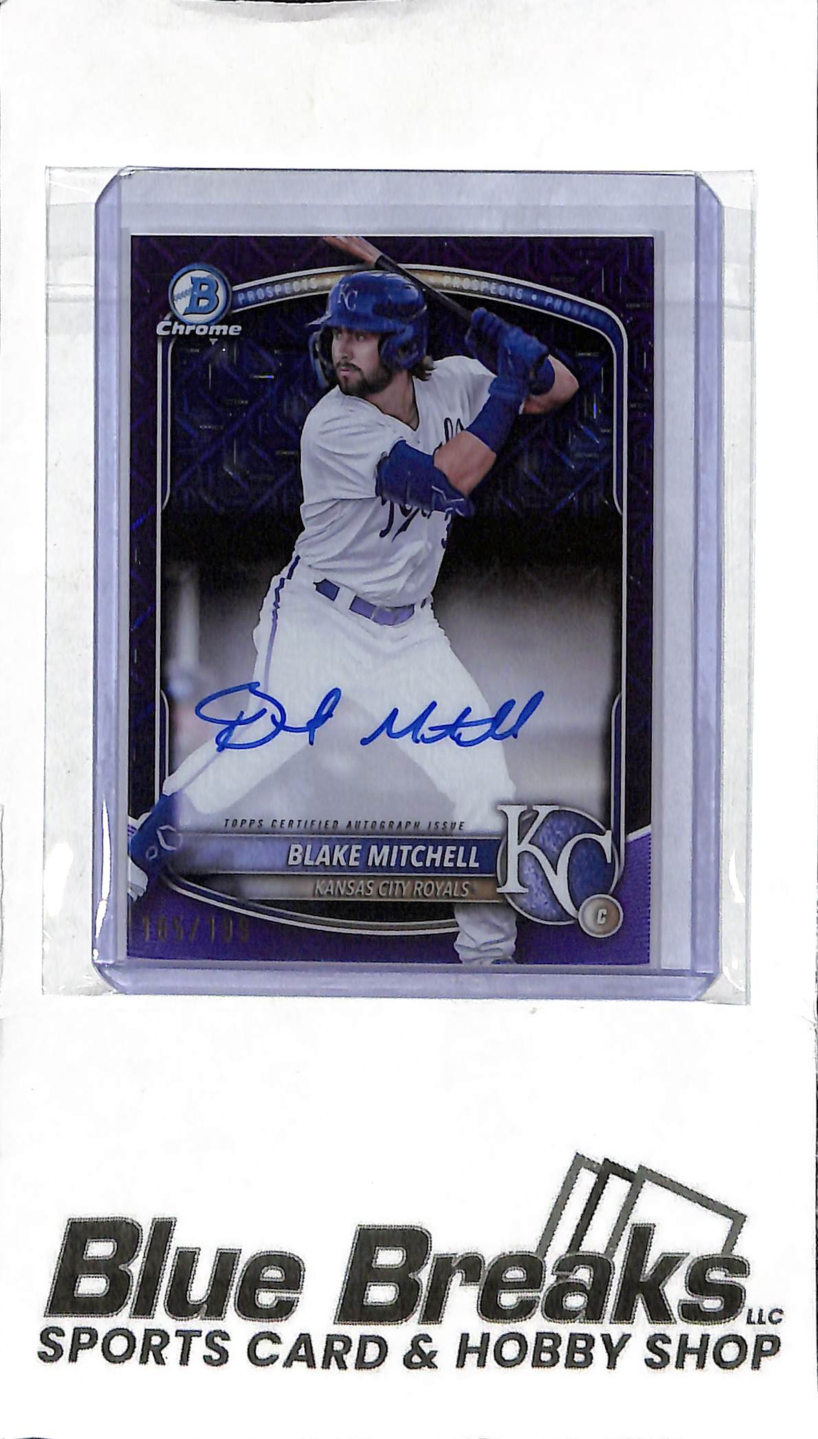 2025 Bowman Mega - Blake Mitchell Auto - BMA-BMI Purple 185/199 - Baseball - Royals
