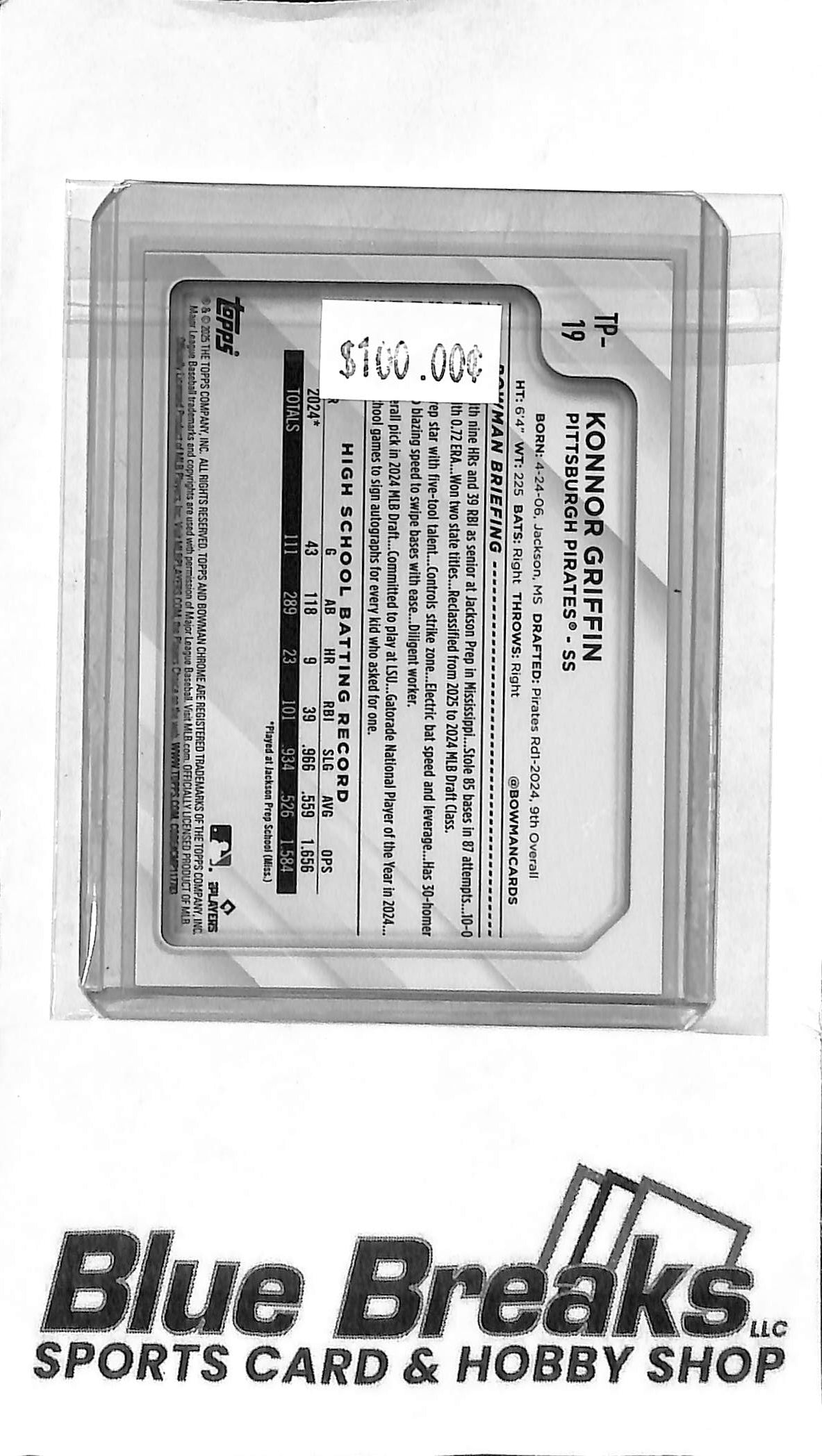 2025 Topps National Pack - Konnor Griffin TP-19 - Gold 44/50 - Baseball - Pirates