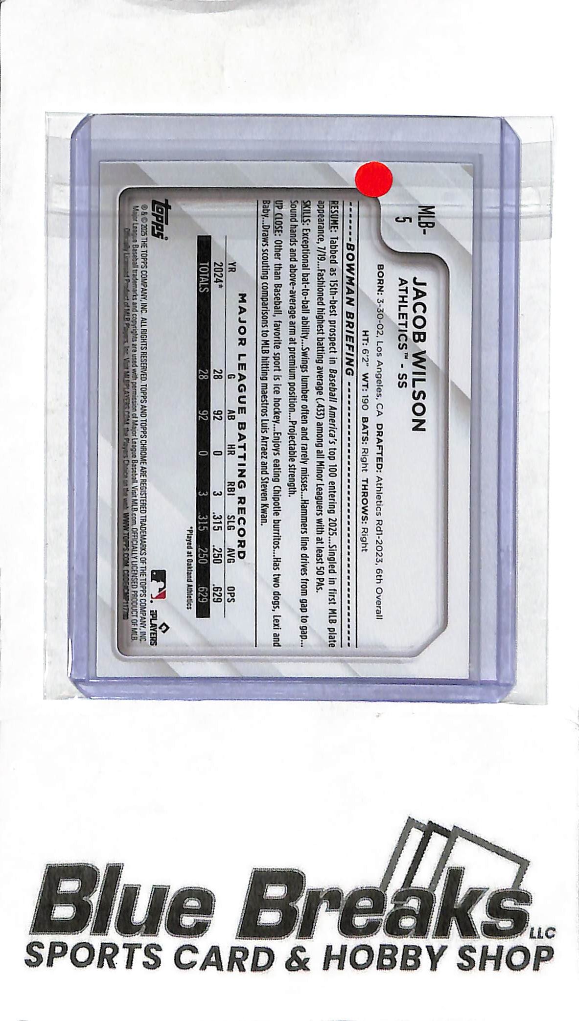 2025 Topps National Pack - Jacob Wilson RC MLB-5 - Baseball - Athletics