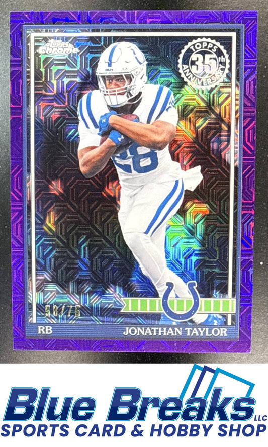 2026 Topps Jonathan Taylor #91TC-49 1991 Chrome Purple Mojo Refractor 58/75 Indianapolis Colts