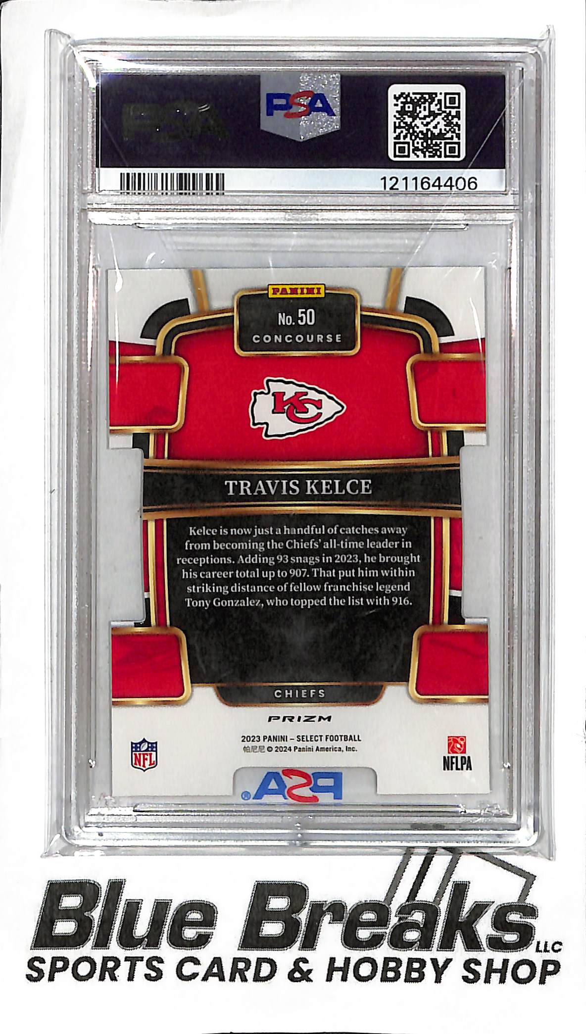 2023 Panini - Select - Die-Cut Zebra Prizm - Travis Kelce - #50 - PSA 8 - football - Chiefs