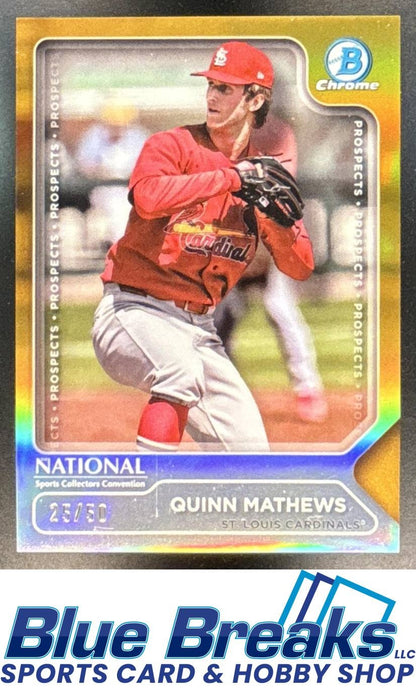 2025 Topps NSCC Silver Pack Wrapper Redemption - MLB Quinn Mathews #TP-12 Bowman Prospects Gold 25/50 St. Louis Cardinals
