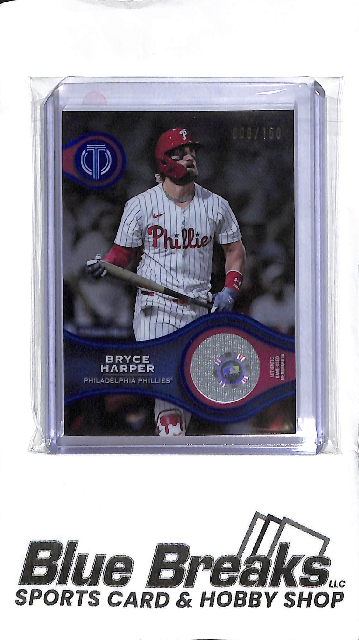 Bryce Harper SOA-BH - 2025 Topps Tribute - Relic Blue 008/150 - Baseball - Phillies