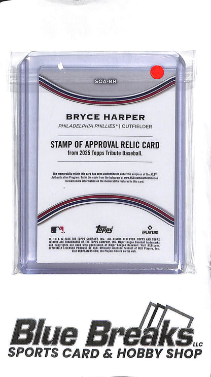 Bryce Harper SOA-BH - 2025 Topps Tribute - Relic Blue 008/150 - Baseball - Phillies