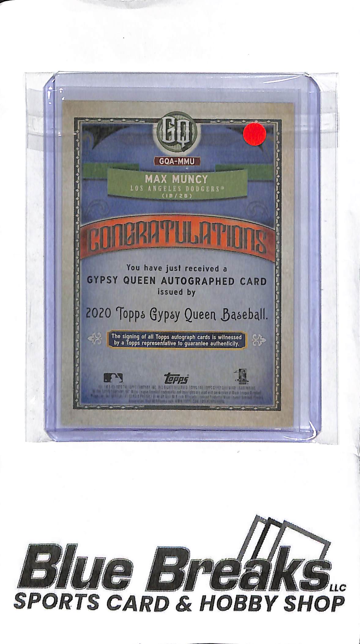 Max Muncy GQA-MMU - 2020 Topps Gypsy Queen - On-Card Auto - Baseball - Dodgers