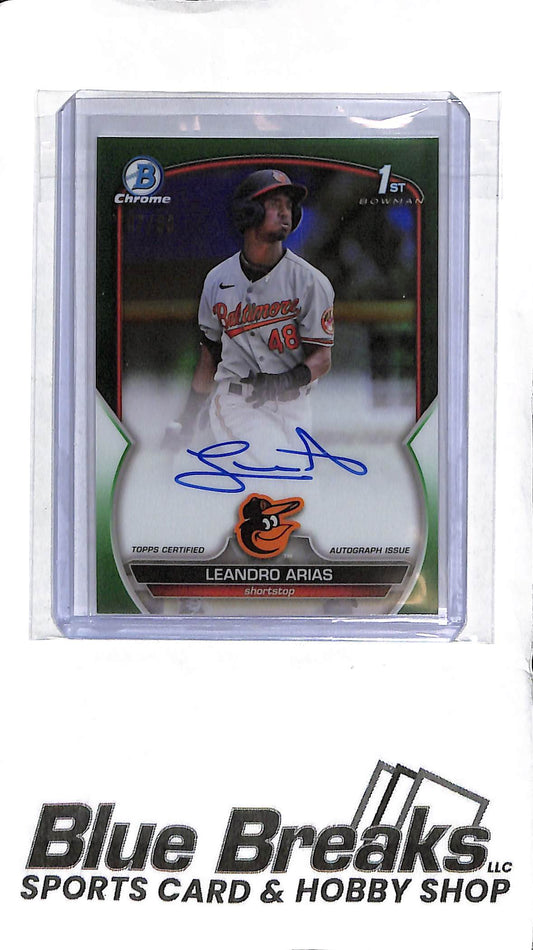 Leandro Arias CPA-LA - 1st Bowman Auto Green 07/99 - Baseball - Orioles