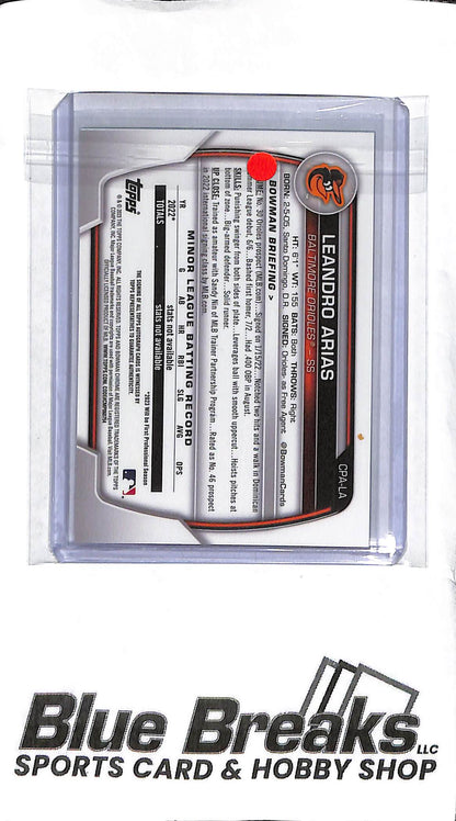 Leandro Arias CPA-LA - 1st Bowman Auto Green 07/99 - Baseball - Orioles