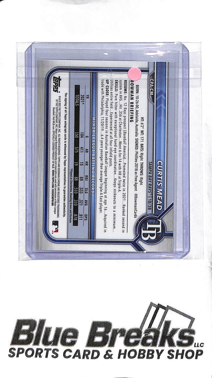 Curtis Mead CPA-CM - 2022 Bowman - 1st Bowman Auto - Baseball - Rays