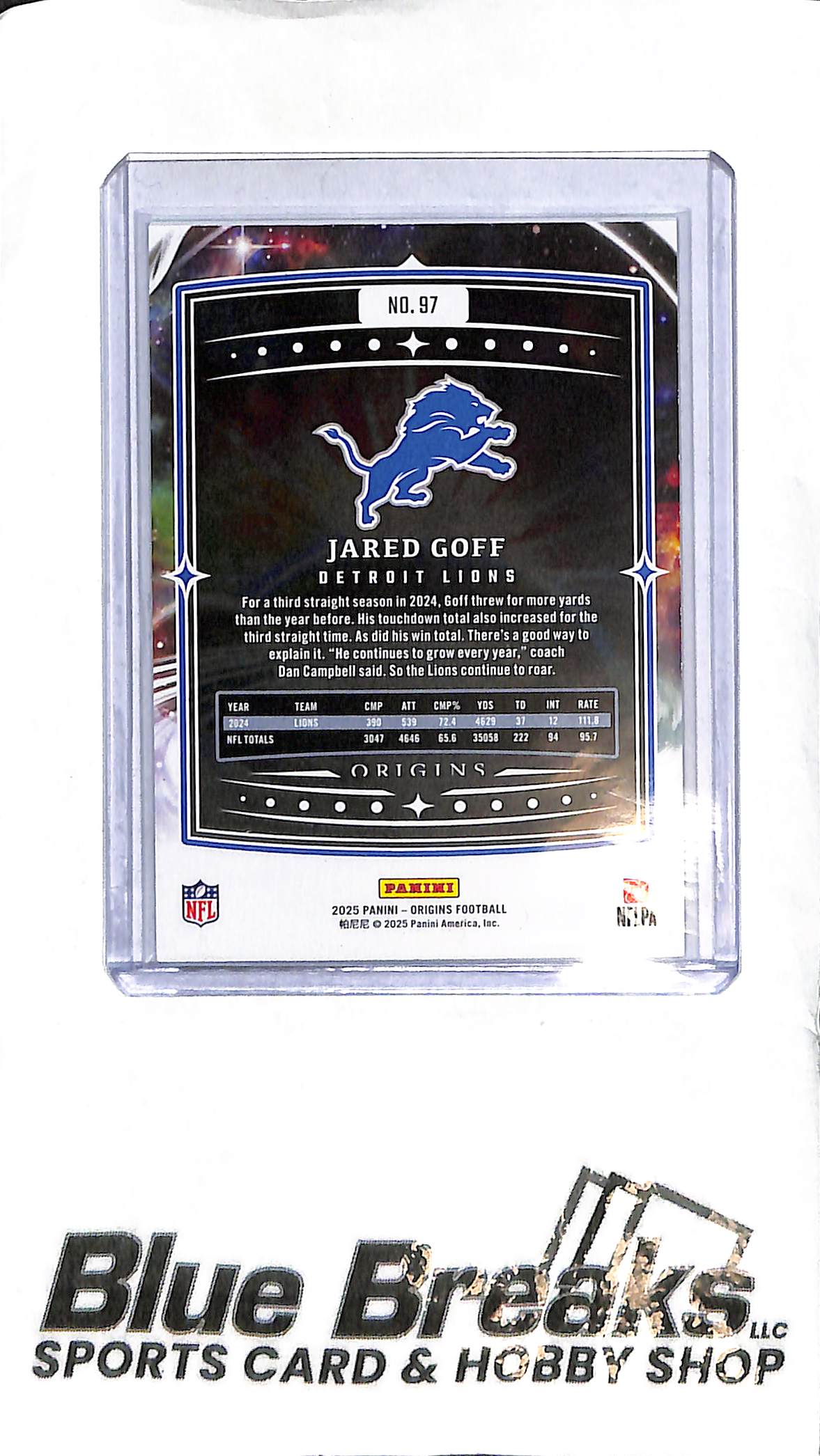 Jared Goff #97 - 2025 Origins - Green 3/5 - Football - Lions