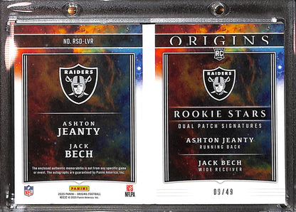 Ashton Jeanty Jack Bech RSD-LVR - 2025 Origins - Dual Rookie Patch Auto Booklet - 09/49 - Football - Raiders