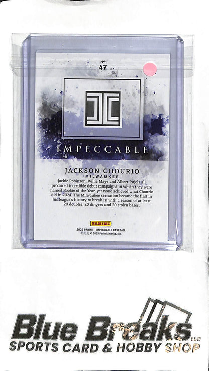 Jackson Chourio #47 - 2025 Impeccable - 04/60 - Baseball - Brewers
