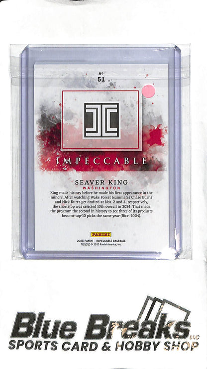 Seaver King #51 - 2025 Impeccable - 26/99 - Baseball - Nationals