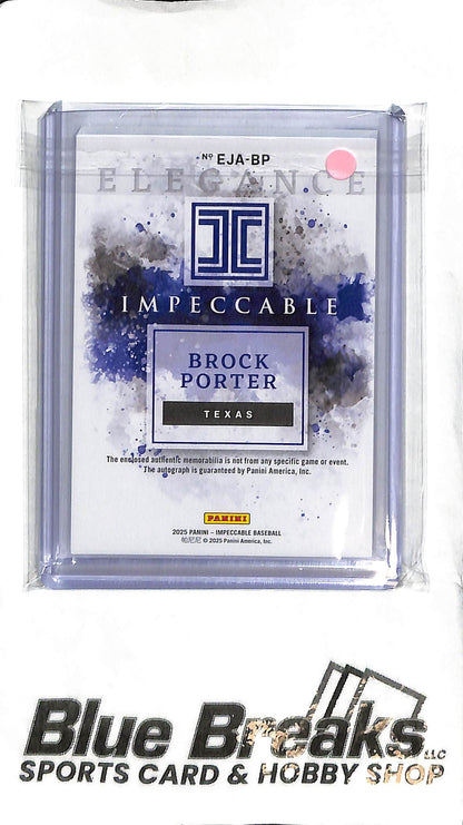 Brock Porter EJA-BP - 2025 Impeccable - Relic Auto 74/99 - Baseball - Rangers