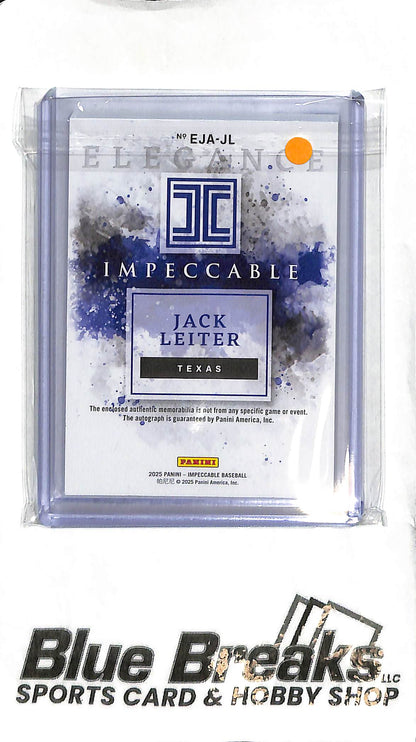 Jack Leiter EJA-JL - 2025 Impeccable - Relic Auto 58/99 - Baseball - Rangers