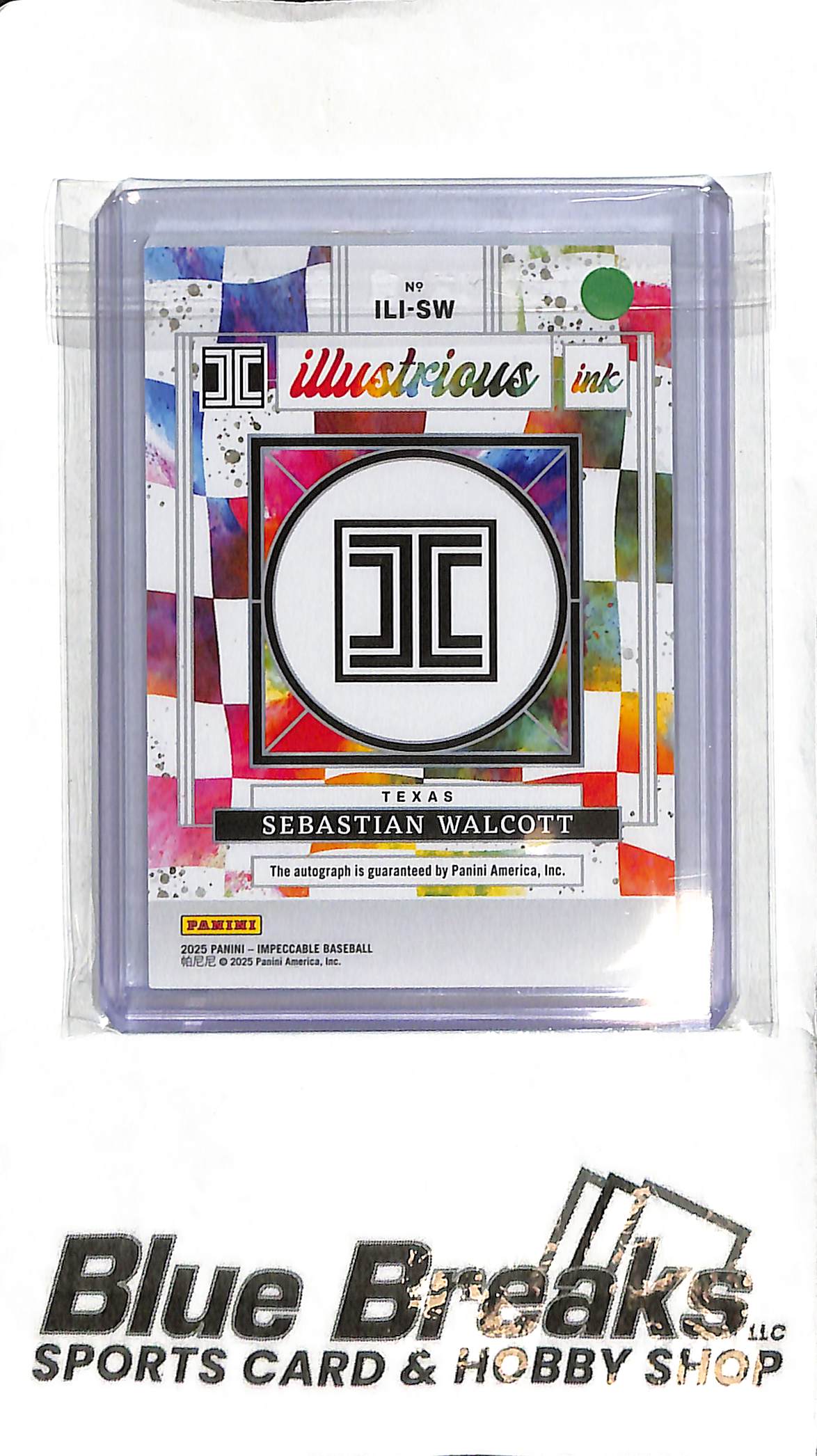 Sebastian Walcott ILI-SW - 2025 Impeccable - Illustrious Auto 05/35 - Baseball - Rangers