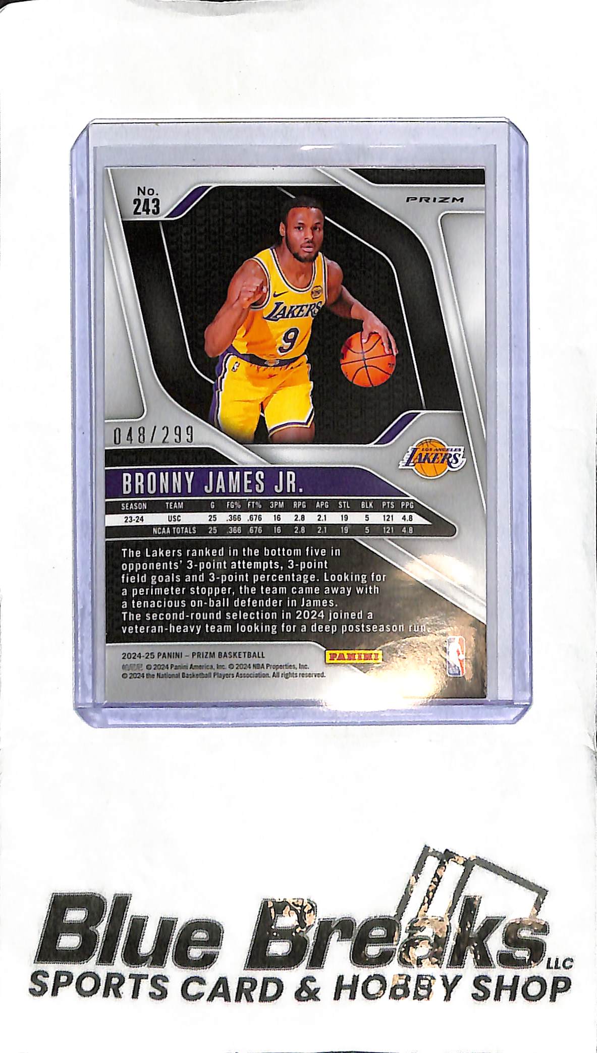 Bronny James Jr. 2024-25 Prizm - Red Wave 048/299 - Basketball - Lakers