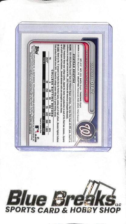 Randal Diaz BDC-199 - 2024 Bowman Sapphire - 1st Gold 16/50 - Baseball - Nationals