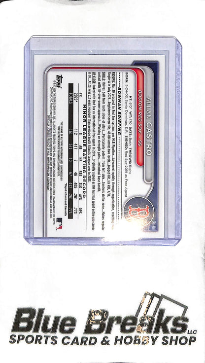 Allan Castro CPA-ACA - 2024 Bowman Chrome - 1st Auto - Baseball - Red Sox