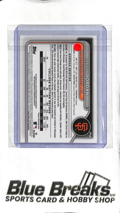 Dakota Jordan CPA-DJ - 2024 Bowman Chrome - 1st Auto - Baseball - Giants