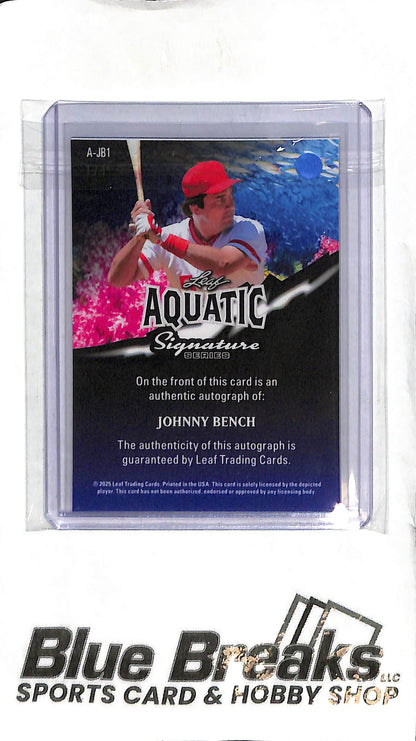 Johnny Bench A-JB1 - 2025 Leaf Signature Series - Aquatic Auto 1/1 - Baseball - Reds