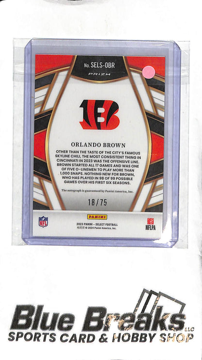 Orlando Brown SELS-OBR - 2023 Select - Auto Red 18/75 - Football - Bengals