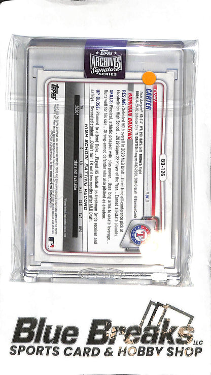 Evan Carter - 2025 Topps Archives Signature - 1st Bowman - Auto - 20/30 - Baseball - Rangers