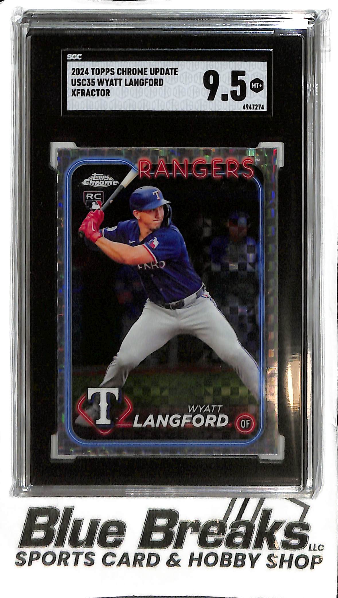 Wyatt Langford USC35 - 2024 Topps Chrome Update - RC Xfractor - SGC 9.5 - Baseball - Rangers