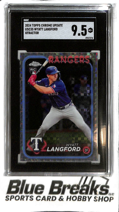 Wyatt Langford USC35 - 2024 Topps Chrome Update - RC Xfractor - SGC 9.5 - Baseball - Rangers