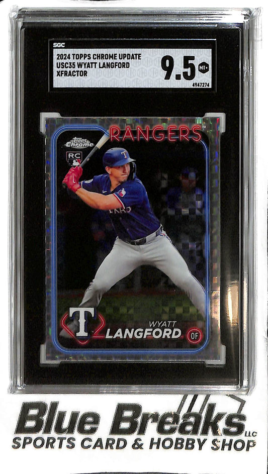 Wyatt Langford USC35 - 2024 Topps Chrome Update - RC Xfractor - SGC 9.5 - Baseball - Rangers