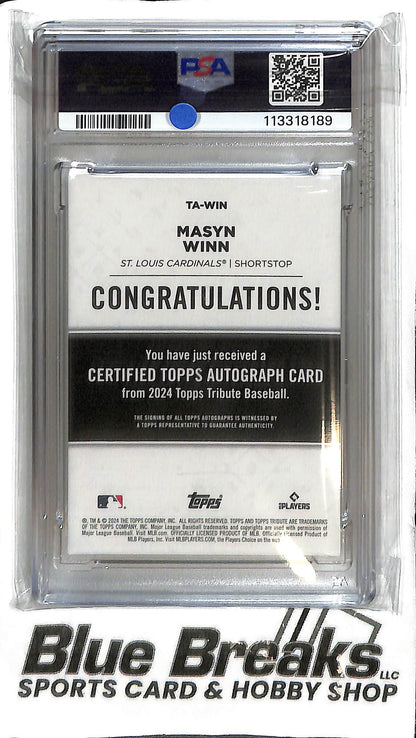 Masyn Winn TA-WIN - 2024 Tribute - RC Auto 74/75 - PSA 9 - Baseball - Cardinals