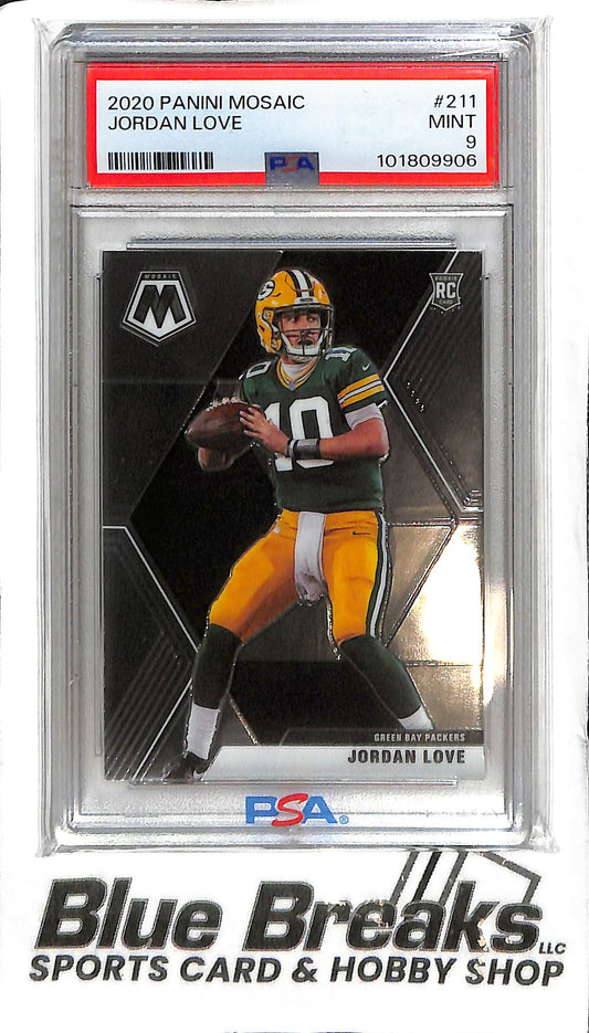 Jordan Love #211 - 2020 Mosaic - RC Base - PSA 9 - Football - Packers