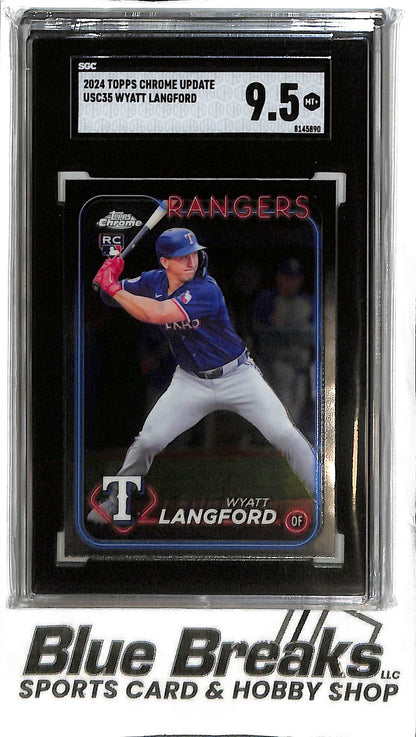 Wyatt Langford USC35 - 2024 Topps Chrome Update - RC Base - SGC 9.5 - Baseball - Rangers
