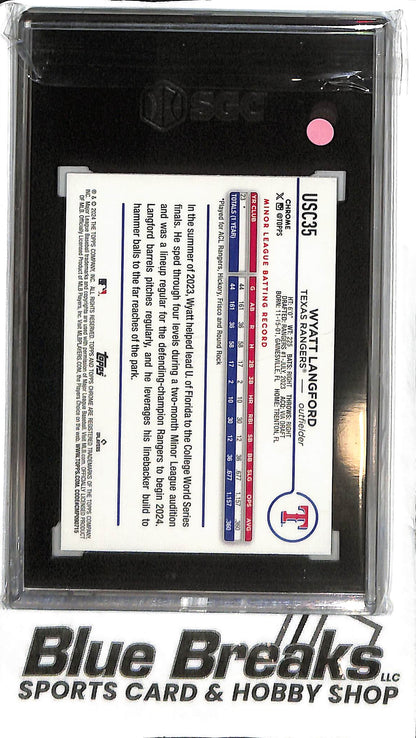 Wyatt Langford USC35 - 2024 Topps Chrome Update - RC Base - SGC 9.5 - Baseball - Rangers