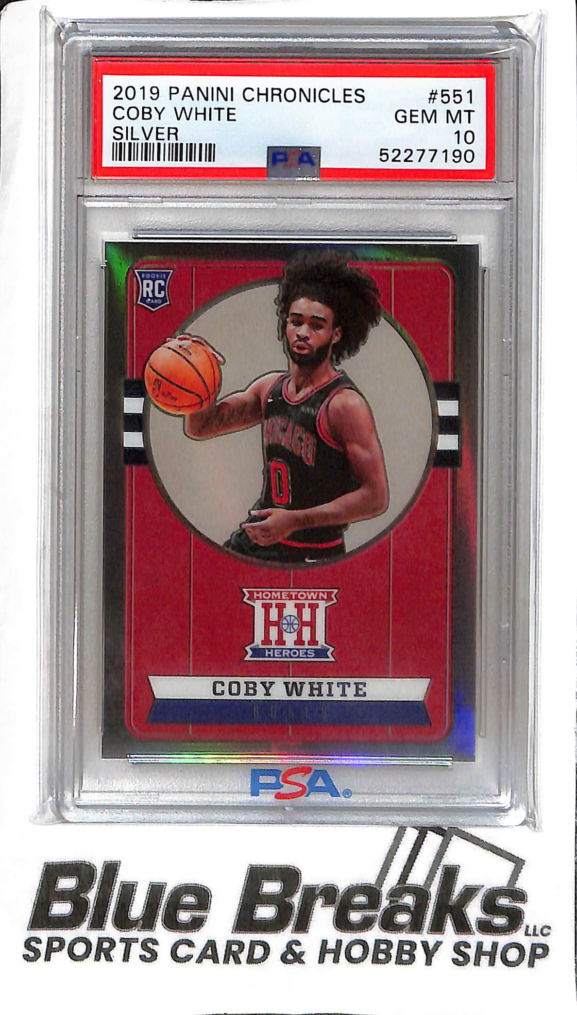 Coby White 551 - 2019 Chronicles - Hometown Heroes Silver - RC - PSA 10 - Basketball - Bulls