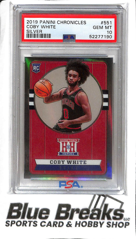 Coby White 551 - 2019 Chronicles - Hometown Heroes Silver - RC - PSA 10 - Basketball - Bulls