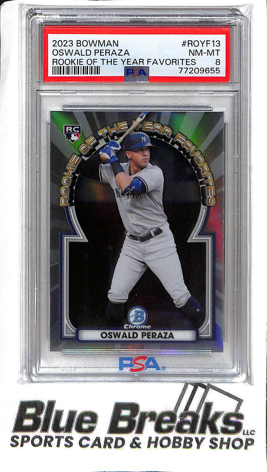 Oswald Peraza ROYF-13 - 2023 Bowman - RC - PSA 8 - Baseball - Yankees